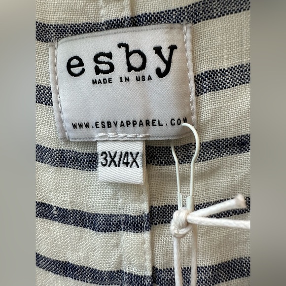 ESBY APPAREL- Gemma Sheer Striped 100% Linen Maxi Caftan Dress - 3X / 4X - Picture 13 of 15